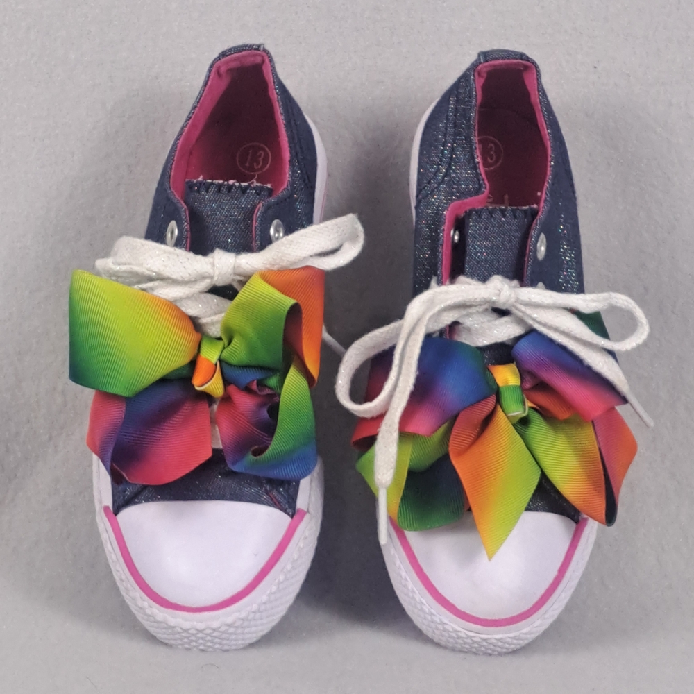 JoJo Multicolor Bow Kids Denim Sneakers Size 13 Fun Vibrant Shoes